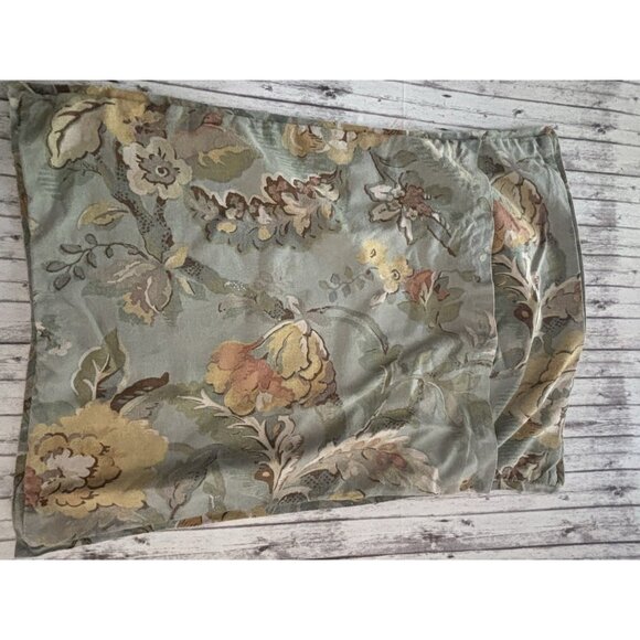 Pottery Barn Vanessa Floral & Blue Standard Pillow Cover Shams Linen Blend LOT - Picture 3 of 9